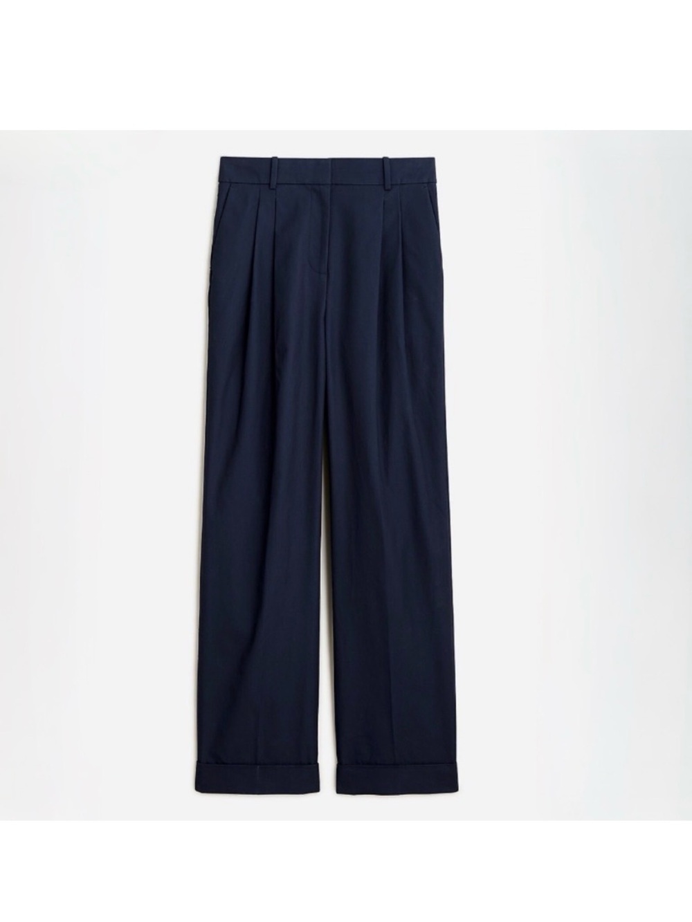 J. Crew Wide Leg Essential Pant High Rise Pleated City Crepe Navy Blue Size 6